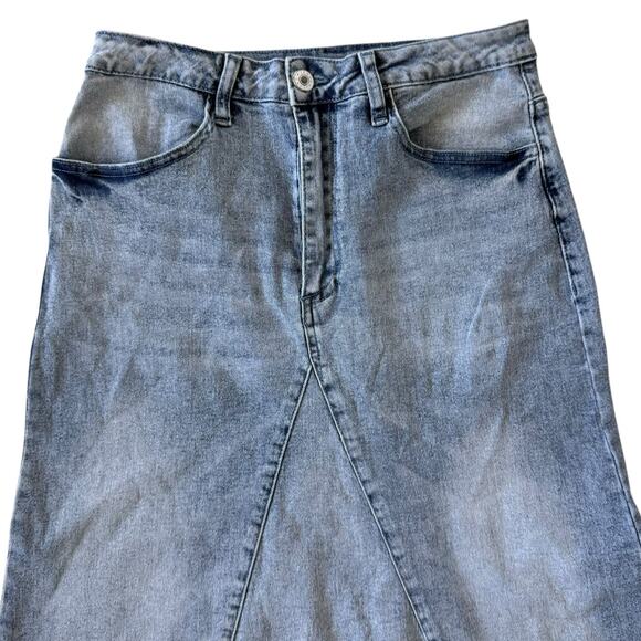 Denim Maxi Skirt Stretch Jean Skirt Size Small - Picture 6 of 13